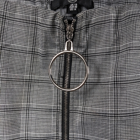 Missguided Plaid Full Zip Mini Skirt Sz 14 - Picture 3 of 6